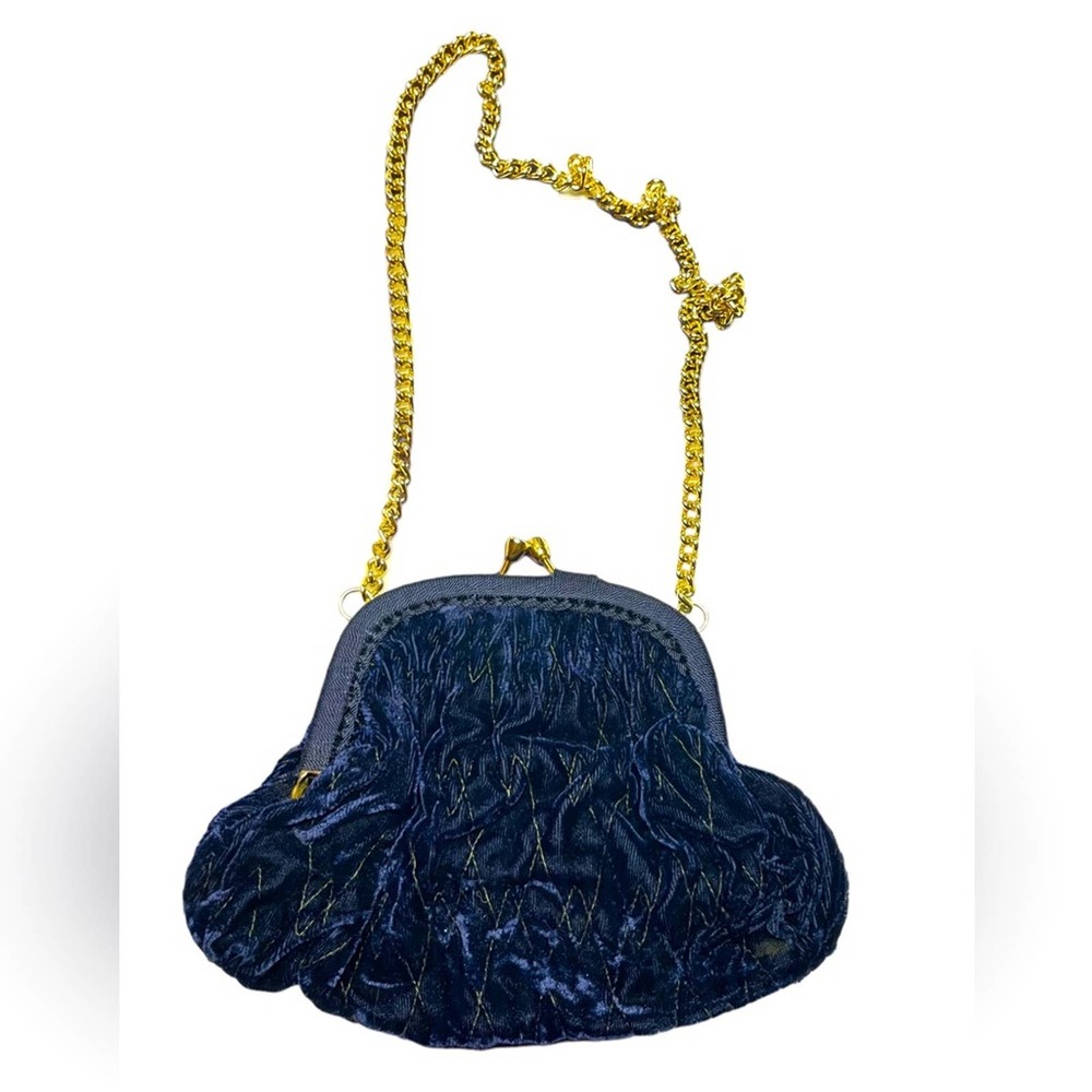 Vintage Antique Edwardian Royal Blue Velvet clutch Shoulder bag